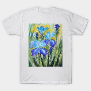 Blue irises Watercolor Painting T-Shirt